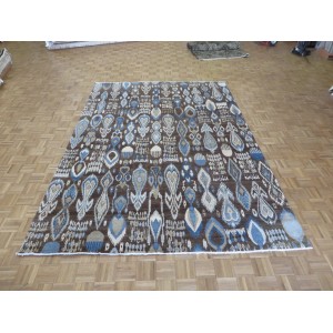 Bloomsbury Market One-of-a-Kind Pellegrino Ikat Peshawar Hand-Knotted Wool Chocolate Brown Area Rug OLRG2216
